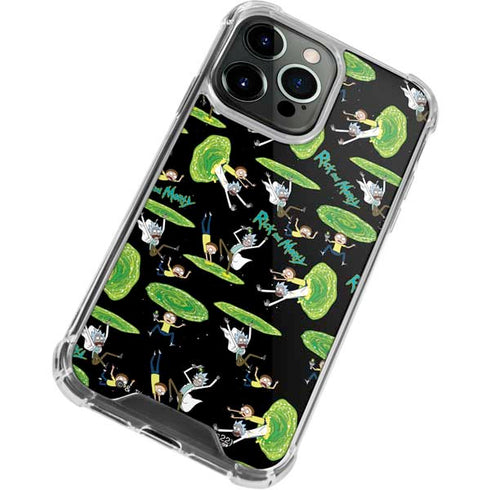 Adult Swim Rick and Morty Portal Pattern iPhone 14 Pro Clear Case
